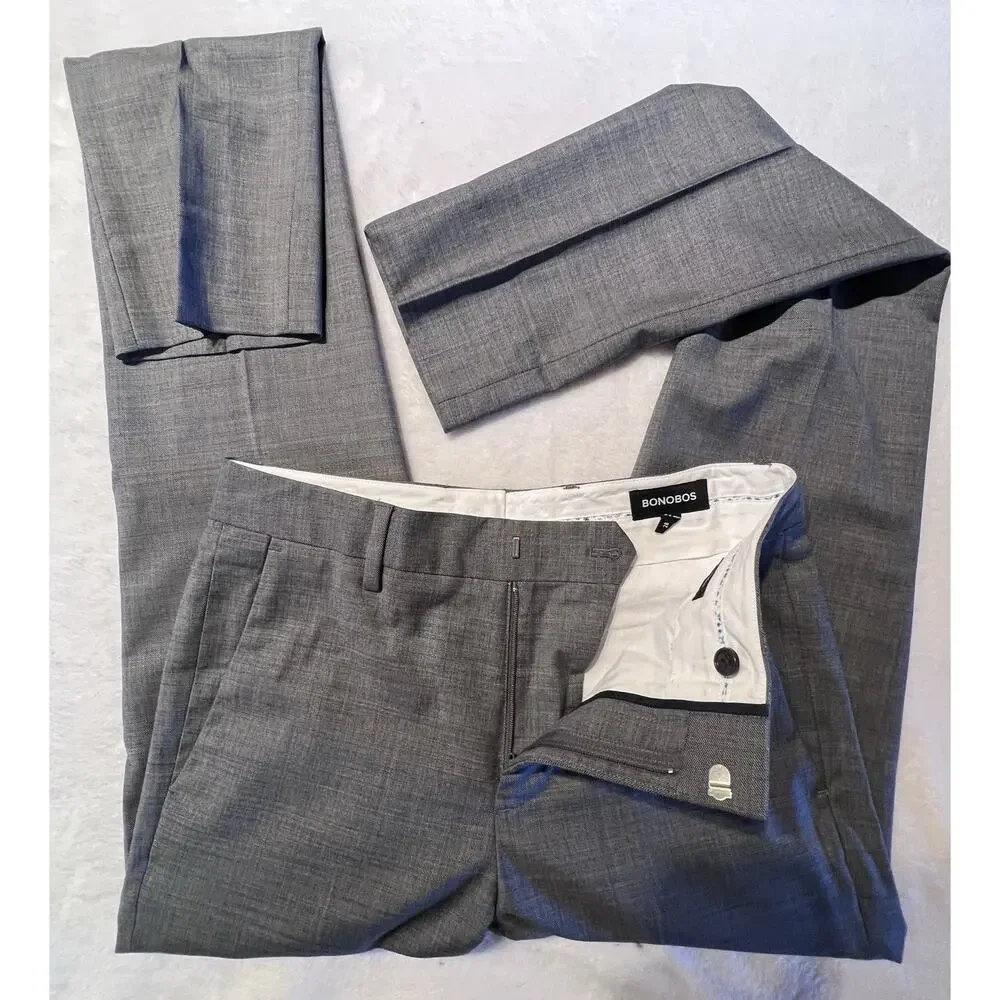 Bonobos Marzotto Italian Wool 38R 29x34 Gray Double Breasted Statement Suit